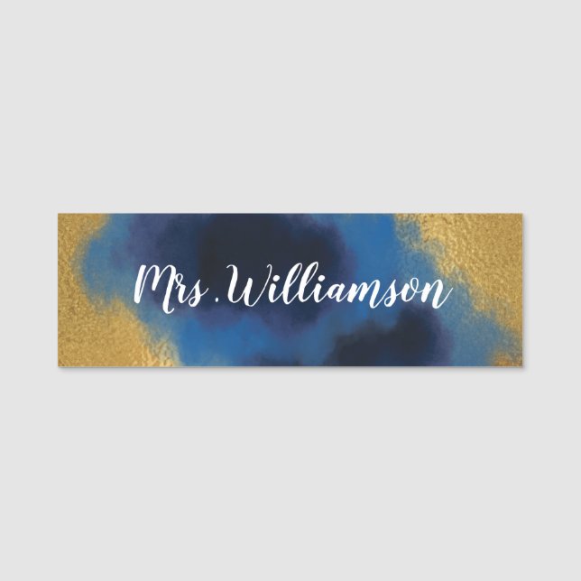 Gold Fancy Business Professional Employee Teacher Name Tag (Front)