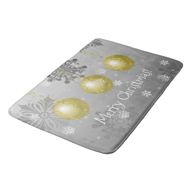 Gold Fancy Christmas Ornament Bath Mat (Angled)