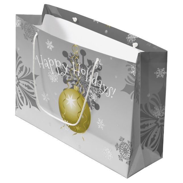 Gold Fancy Christmas Ornament Gift Bag (Front Angled)