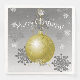 Gold Fancy Christmas Ornament Paper Napkin