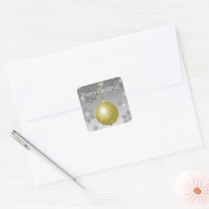 Gold Fancy Christmas Ornament Sticker