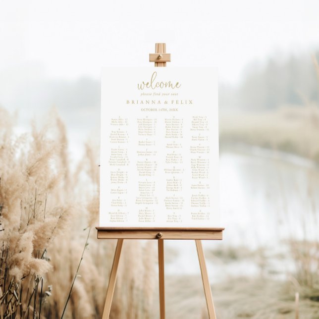 Gold Fancy Love Script Alphabetical Seating Chart (Creator Uploaded)