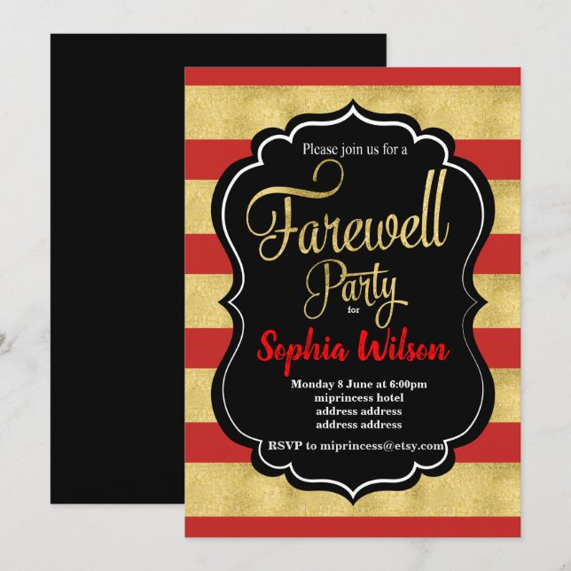 Gold Farewell Party invite (Front/Back)