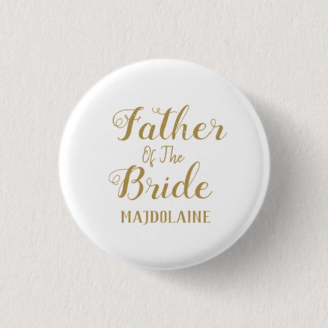 Gold father Of The bride Button (Front)