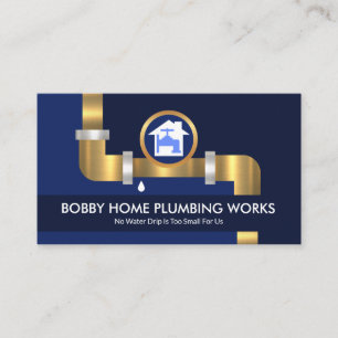 Gold Faucet Water Piping Plumbing Plumber Business Card