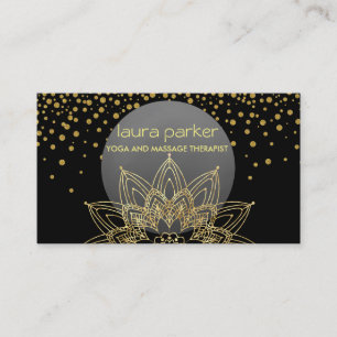 Gold Faux Confetti Lotus Yoga Healing Health Business Card