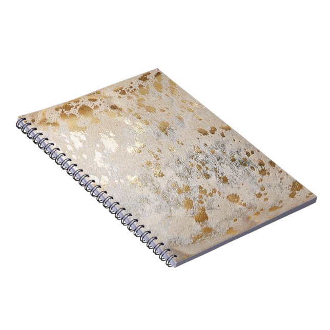 Gold Faux Cowhide Print Metallic Cowgirl Western Notebook (Right Side)
