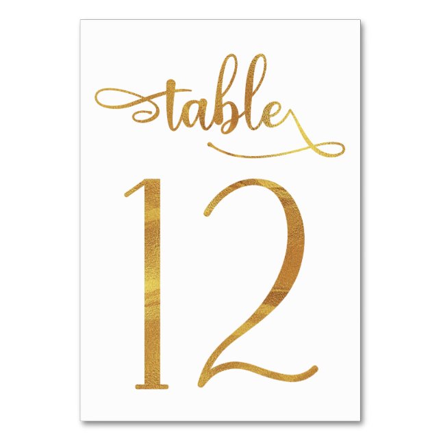 Gold faux foil 3.5x5 table number | Table 12 (Back)