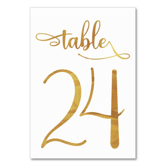 Gold faux foil 3.5x5 table number | Table 24 (Back)