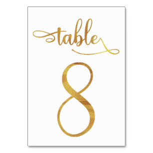Gold faux foil 3.5x5 table number Table 8