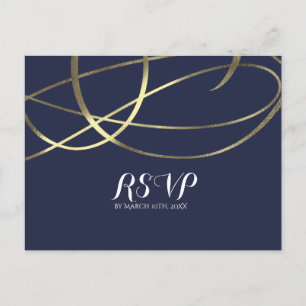 Gold Faux Foil Any Colour Glam Wedding RSVP Invitation Postcard