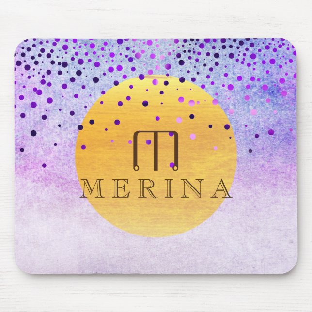 Gold Faux Foil Confetti Glitter Moon Personalise Mouse Pad (Front)