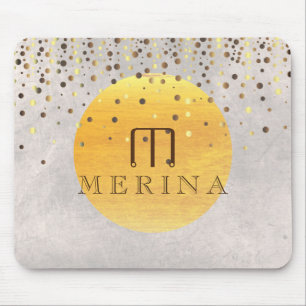 Gold Faux Foil Confetti Glitter Moon Personalize Mouse Pad