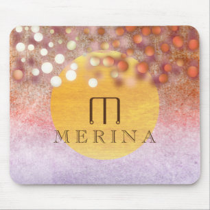 Gold Faux Foil Confetti Glitter Moon Personalize Mouse Pad