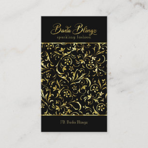 Gold faux foil damasks business card