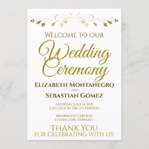 Gold Faux Foil Elegant Wedding Program Programme