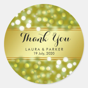 Gold Faux Foil Glitter Thank You Wedding Confetti Classic Round Sticker