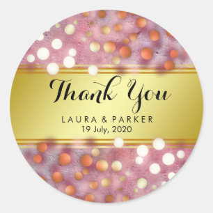 Gold Faux Foil Glitter Thank You Wedding Confetti Classic Round Sticker