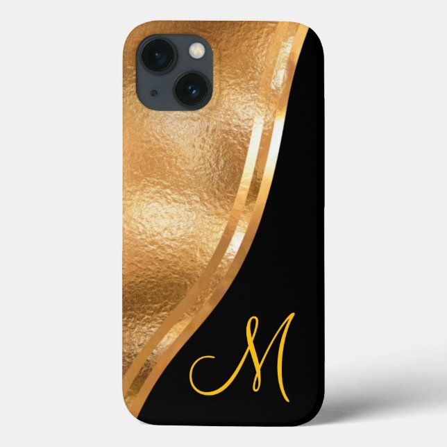 Gold Faux Foil, Name and Monogram Case-Mate iPhone Case (Back)