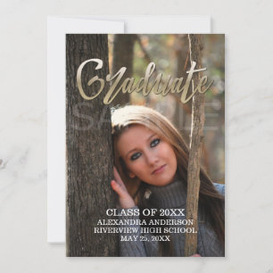 Gold Faux Foil Photo Graduation Announcement