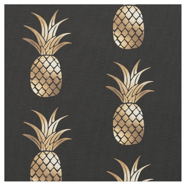 Gold Faux Foil Pineapple Fabric (Close Up)
