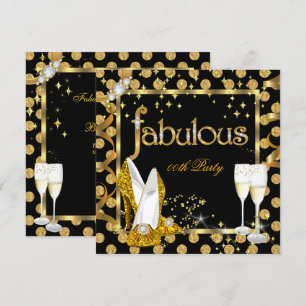 Gold Faux Foil Polka Dots Fabulous High Heel Party Invitation