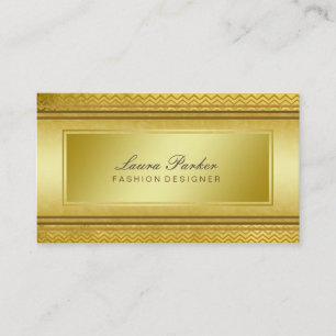 Gold Faux Foil Professional Elegant Chevron Chic Business Card