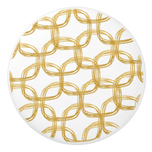 Gold Faux Foil Scribble Circle Art Glam Modern Ceramic Knob