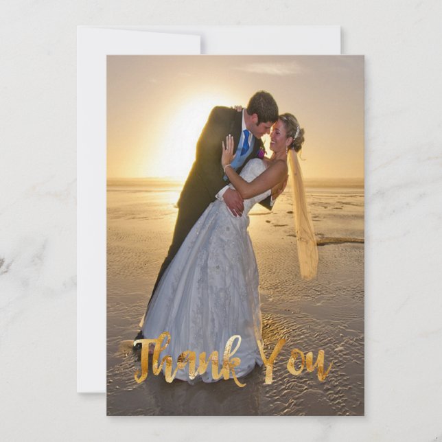 Gold faux Foil,  Wedding Thank You Card (Front)