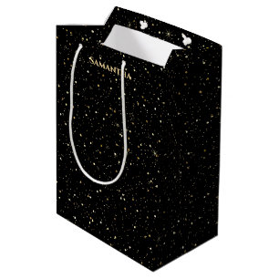 Gold faux glitter and sparkles medium gift bag