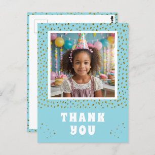 Gold Faux Glitter Birthday Girl Photo Thank you Postcard