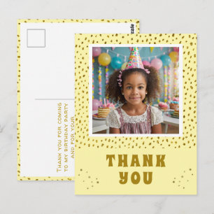 Gold Faux Glitter Birthday Girl Photo Thank you Postcard