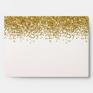 Gold Faux Glitter Blush Pink Ombre Envelope