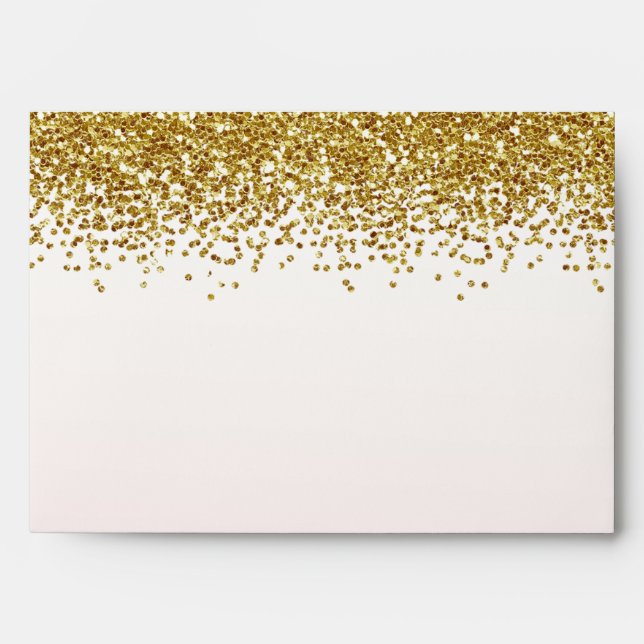 Gold Faux Glitter Blush Pink Ombre Envelope (Front)
