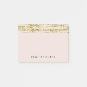 Gold Faux Glitter Blush Pink Stripes Post-it Notes