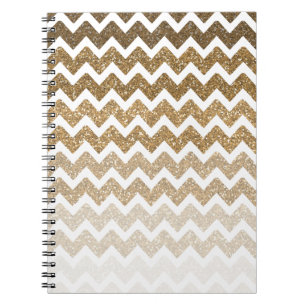 Gold Faux Glitter Chevron Ombre Spiral Notebook