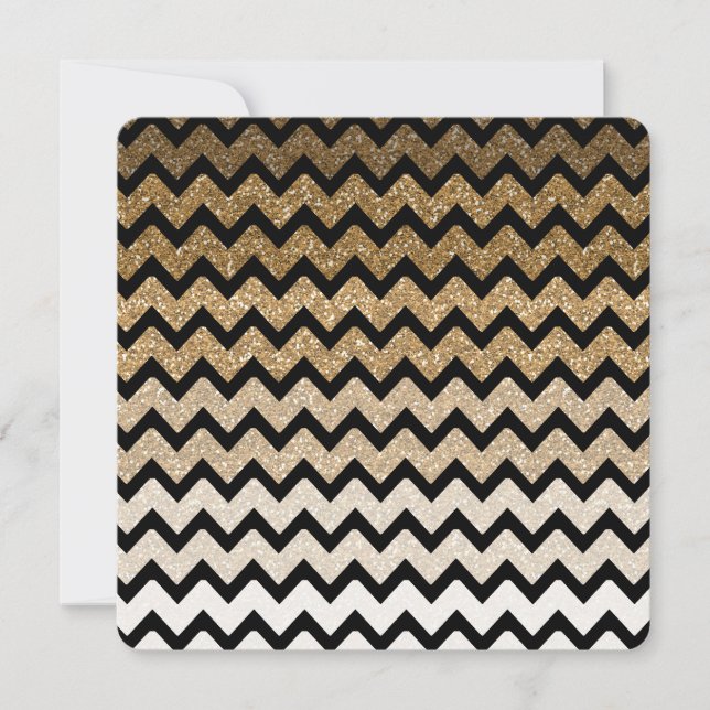Gold Faux Glitter Chevron Ombre Sweet Sixteen Invitation (Front)