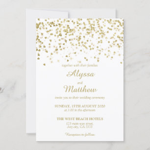 Gold Faux Glitter Confetti Luxury Modern Wedding Invitation