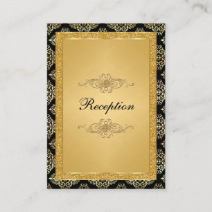 Gold FAUX Glitter Damask, Scrolls Enclosure Card