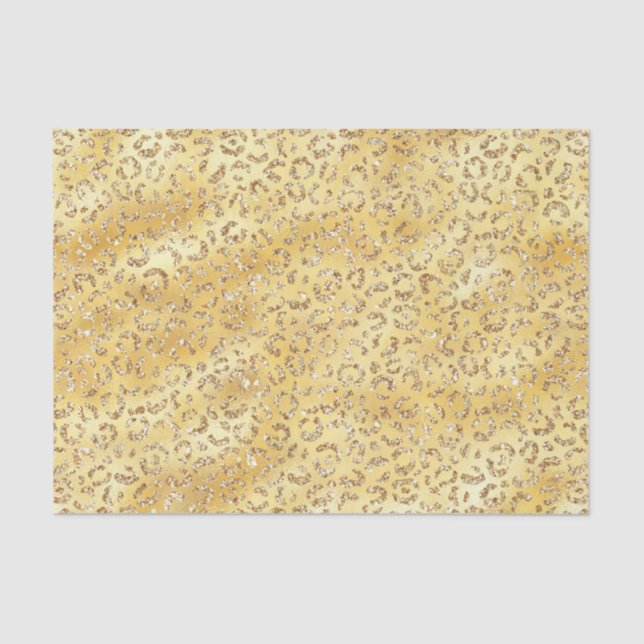 Gold Faux Glitter Leopard Print Tissue Paper (Front)