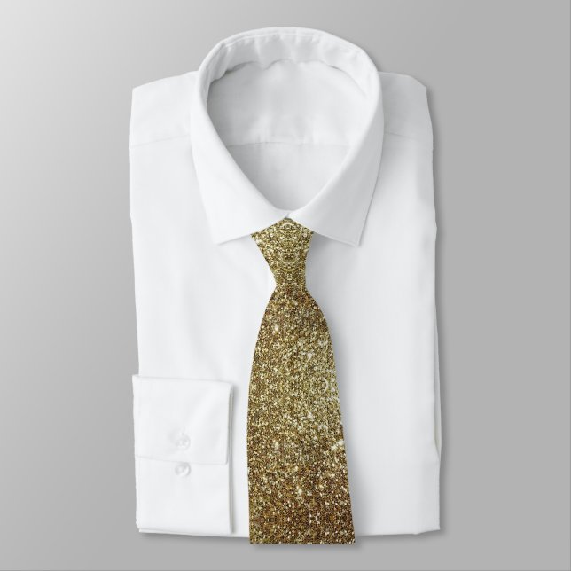 Gold Faux Glitter Luxe Tie (Tied)