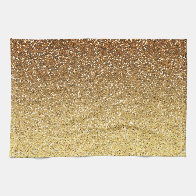 Gold Faux Glitter Ombre Tea Towel (Horizontal)