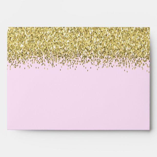 Gold Faux Glitter Pink Envelope (Front)