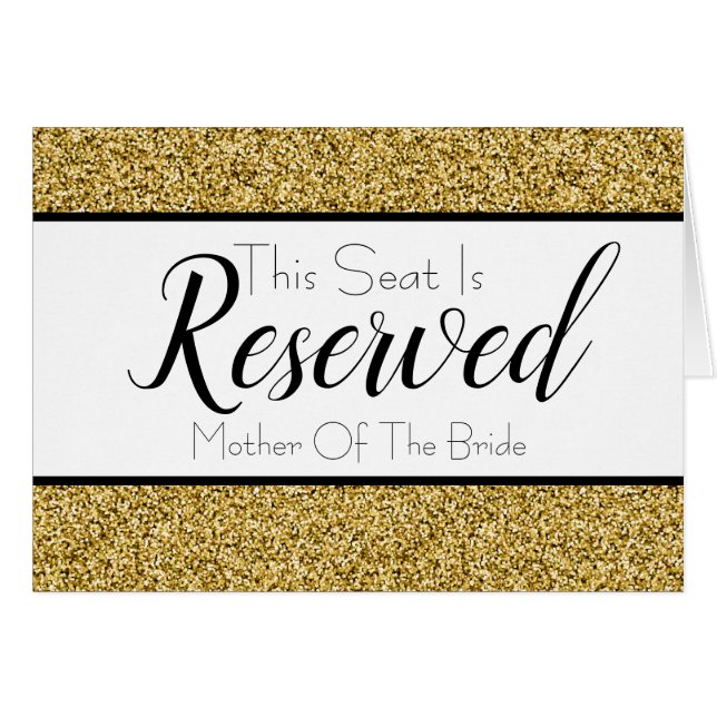 Gold Faux Glitter Reserved Seat Wedding Sign (Front Horizontal)