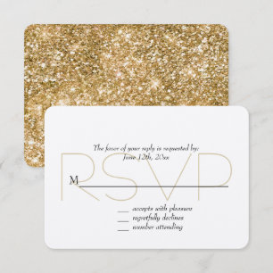 Gold Faux Glitter RSVP Card