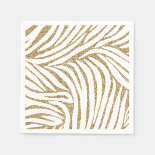 Gold Faux Glitter Zebra Print Napkin