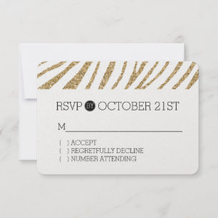 Gold Faux Glitter Zebra Print RSVP