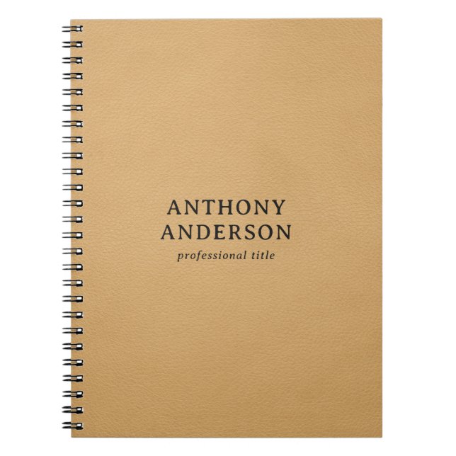 Gold Faux Leather Texture Design Notebook (Front)