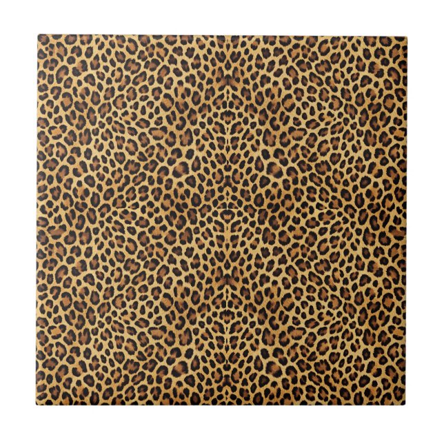 Gold Faux Leopard Skin Pattern Print Tile (Front)
