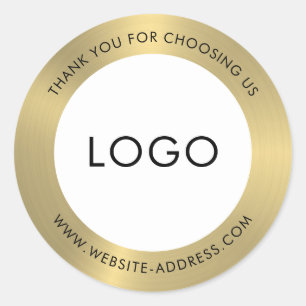 Gold faux metal look custom text classic round sticker